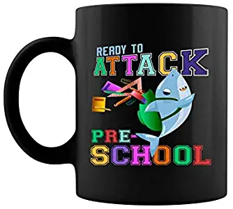 Cute Shark Ready Attack Preschool Crewneck Kids Coffee Mug 11 & 15 Oz