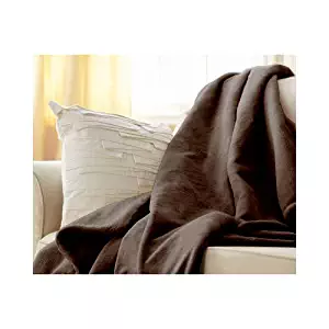 Sunbeam Microplush Throw Camelot Cuddler Electric Heated Warming Blanket, Walnut Brown