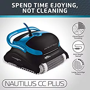 Dolphin Nautilus CC Plus Automatic Robotic Pool Cleaner with Easy to Clean Large Top Load Filter Cartridges and Tangle-Free Swivel Cord, Ideal for In-ground Swimming Pools up to 50 Feet.