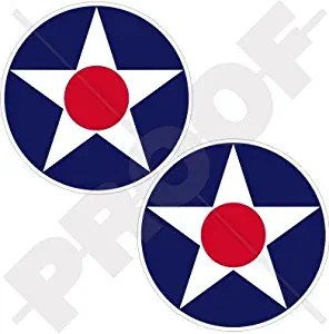 US Army Air Corps USAAC WWII Aircraft Roundel USAF USA 3" (75mm) Vinyl Stickers, Decals x2