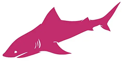 Applicable Pun Shark Detailed Side View Fins and Gills Silhouette - Vinyl Decal for Outdoor Use on Cars, ATV, Boats, Windows and More - Hot Pink (Magenta) 11 inch