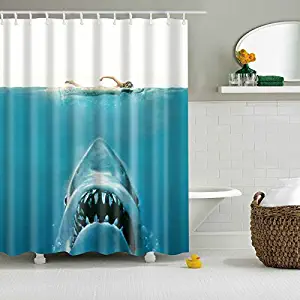 BetterM Waterproof Shark Underwater Jaws Polyester Bath Shower Curtain 180x180cm w/ Hook