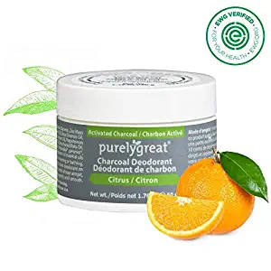 Natural Deodorant with Activated Charcoal | For Men & Women | Long-Lasting, EWG Verified, Vegan, Aluminum Free, Cruelty-Free, No Aluminum, No Parabens, BPA Free | Citrus Scent by Purelygreat