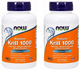 Now Foods Neptune Krill 1000 Fish Oil 1000 Milligram, 60 Softgels (2 Pack)