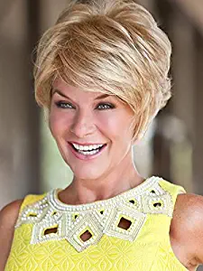Vivacious Wig Color Light Blonde Rooted - Toni Brattin Wigs 4" Short Pixie Straight Razor Cut Changelite 100% Heat Friendly Synthetic Swirly Fashion Natural Healthy Hair Peluca