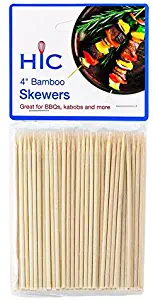 HIC Harold Import Co. 4418 Bamboo BBQ, Kabob and Grill Skewers, 4-Inches Long, Set of 100