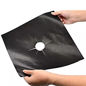 PREMIUM Burner Liners, Burner Covers, HEAVY DUTY 0.3mm Thickness, Non Stick Burner Liner, Reusable & Dishwasher Safe, FDA Approved SET OF 5 + 1 FREE Stove Cover! FREE 6 MONTHS WARRANTY