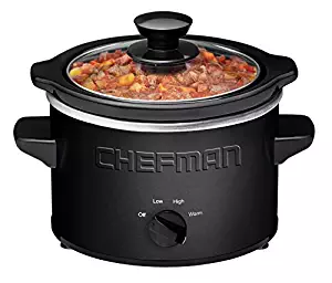 Chefman Slow Cooker,Compact Personal Size for 2+ People, Fits 2 lb Roast, Removable Crock, Dishwasher Safe Stoneware & Lid, 1.5 Quart, Black