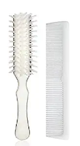 Stanley Home Products Essentials Ladies Hairbrush & Comb Set – Durable Nylon Block & Bristles – Designed for All Hair Types