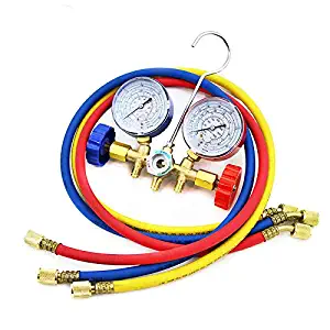 XtremepowerUS R12 R22 R134A R502 A/C Air Conditioning Ac Refrigerant Diagnostic Manifold Gauge Set Charging with Hose
