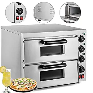 VEVOR Commercial Pizza Oven Stainless Steel Pizza Oven Countertop 110V Electric Pizza and Snack Oven Deluxe Pizza and Multipurpose Oven for Restaurant Home Pizza Pretzels Baked Dishes (Double oven)