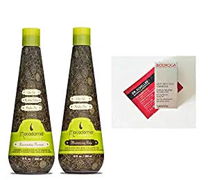 Macadamia Oil Natural Rejuvenating Shampoo and Moisturizing Rinse 10 oz DUO SET + 2 Free Samples. Color Safe, Sulfates & Paraben Free.