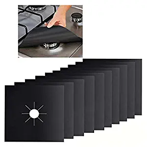Gas Stove Burner Covers 10 Pack, Oninaa Double Thickness Gas Range Protectors with FDA Approved, Reusable, Non-Stick, Heat-resistant, Black (10.6" x 10.6")