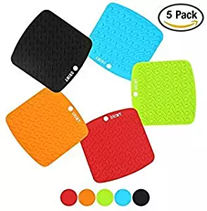 Silicone Trivet Mat, Pot Holder, Hot Pad, Spoon Rest with Multi-Purpose, 442°F Heat Resistant, Thick and Flexible - FDA Vacuum-Pack (Multi-color)