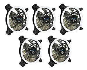 APEVIA 512L-CWH 120mm Silent Dual Rings White LED Fan with 32 x LEDs & 8 x Anti-Vibration Rubber Pads (5 Pk)