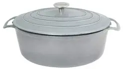 Le Cuistot Enameled Cast Iron Oval Dutch Oven | 5.5 Quart, Beautiful Graduated Gray Color, Oven Safe and Induction Compatible, Easy Maintenance