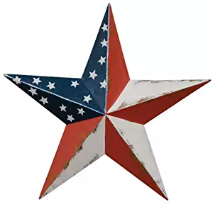 Large Dimensional Steel Metal Barn Star, 18-inch, Distressed Americana Finish