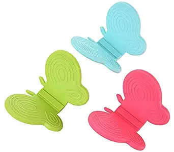 osierr6 3PC Butterfly Grab Mitt Silicone Hot Dish Plate Bowl Pot Holder Carrier Anti-Scald Clamp Magnetic Fridge Clip Handy kitchen Tool