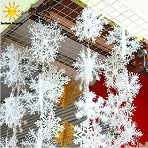 Sylbillionair 30pcs Classic White Snowflake Ornaments Christmas bitrhday Party Home Decor