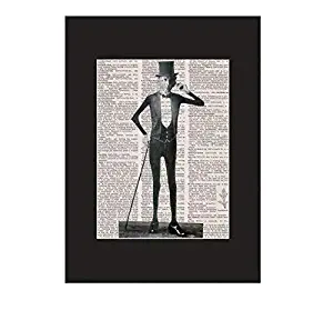 Circus Freakshow Sideshow Oddities Home Decor Eddie Masher Human Skeleton Dude Halloween Dictionary Page Mat Print Vintage Wall Art