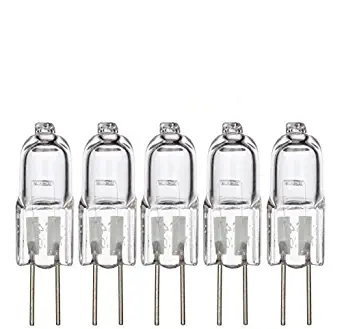 Simba Lighting Halogen G4 T3 5 Watt 50lm Bi-Pin Bulb 12 Volt A/C or D/C for Accent Lights, Under Cabinet Puck Light, Chandeliers, Track Lighting, 5W 12V 2 Pin JC Warm White 2700K Dimmable, 5-Pack
