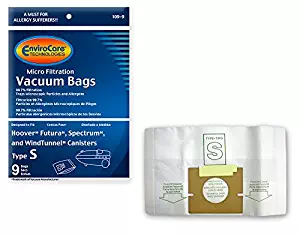 EnviroCare Replacement Vacuum Bags for Hoover Style"S" Futura, Spectrum, Power Max Vacuum Cleaners 9 pack