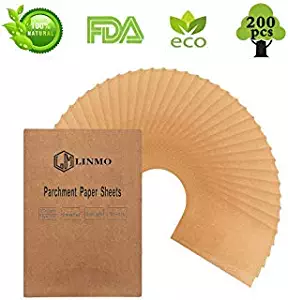 LINMO 12 x 16 Precut Parchment Paper Baking Sheets (200 Pcs) – Brown Unbleached & Non-stick - Safe for High Temperature - More Convenient than the Rolled