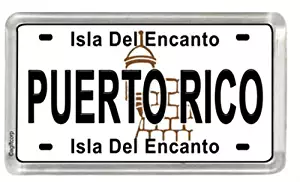Puerto Rico License Plate Small Fridge Collector's Acrylic Souvenir Magnet 2" X 1.25"