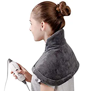 Tech Love Electric Heating Pad for Neck Shoulder and Upper Back Pain Relief Moist/Dry Heated Pad with Auto Shut Off 14” x 22” - Charcoal Gray