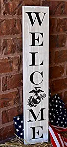 WOOD DECOR USMC Welcome Sign Made Of Wood, Engraved Rustic Wood Marine Corps Welcome Sign