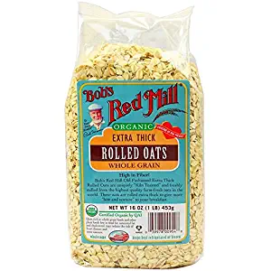 Bob's Red Mill Organic Extra Thick Rolled Oats, 16-ounce (Regular, Pack of 4)