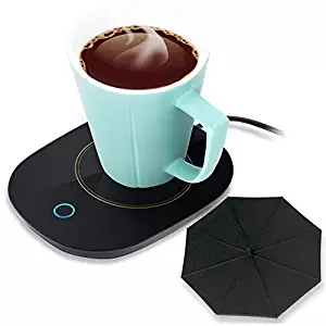 Mug Warmer Coffee Warmer with Automatic Shut Off to Keep Temperature Up to 131℉/ 55℃ with a Silicone Mug Cover Safely Use for Office/Home to Warm Coffee Tea Milk Candle Heating Wax (Black)