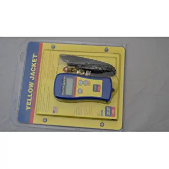 Yellow Jacket Hand-Held Vacuum Gauge, Deluxe, 32 to 122 deg F Ambient, 1/4 in Male Flare Connection, LED Display, Battery, Plastic