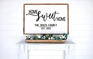 Zacathan432 16" x 20" Frame Wood Sign, Home Sweet Home Sign, Home Wall Decor, Farmhouse Wall Decor, Family Name Sign, Established Sign, Wood Framed Sign, Rustic Family Name Sign