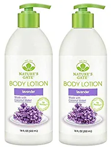 Nature's Gate Lavender Lotion (Pack of 2) with Madonna Lily Bulb Extract, Green Tea Leaf, Coconut Water and Shea Butter, 18 fl. oz.