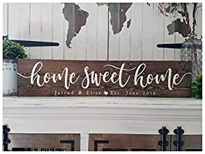 CELYCASY Texas Home Sweet Home Wood Sign, Established Date Sign, Custom Wood Sign, Texas Closing Gift, New Home Housewarming Gift, Mantle Decor