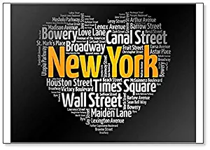 List of Streets in New York City Composed in Love Heart Shape, Word Cloud Illustration Fridge Magnet