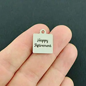 1 Charm Happy Retirement Stainless Steel Charm nyKN -2815
