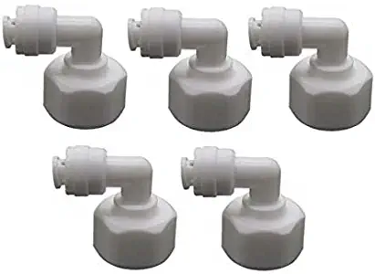 YZM Female Tube Quick Connector fittings Water Purifiers Filters Reverse Osmosis Systems accessories set of 5 (5, Elbow,1/2" female x 1/4" OD tube)