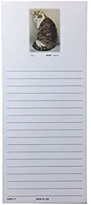 Grey and White Tabby Cat Magnetic Refrigerator List Pad