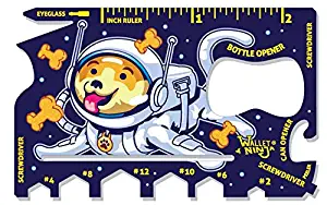 Wallet Ninja PETS: (Space Puppy, Robot Kitty): 18 in 1 Credit Card Sized Multitool - #1 Best Selling in the World (Space Puppy)