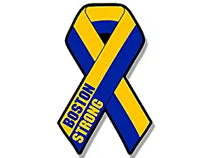 MAGNET 3x5 inch RIBBON Shaped Boston Strong Sticker - decal mass marathon remember run Magnetic vinyl bumper sticker sticks to any metal fridge, car, signs