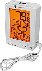 Ambient Weather WS-2063-W-P Indoor Temperature and Humidity Monitor with Probe and Backlight