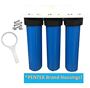 AFWFilters CF3-4520-PH5585-PENTEK 20-inch 3 Stage PENTEK Big Blue Whole House Filter for Iron, Hydrogen Sulfide, Heavy Metals, Low pH and Acidic Water