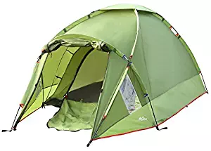 MoKo Waterproof Family Camping Tent, Portable 3 Person Outdoor Instant Cabin Tent, 4-Season Double Layer Dome Tent Sun Shelter for Hiking, Backpacking, Trekking, Mountaineering, Beach - Green
