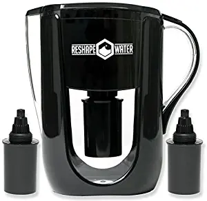 Reshape Water Pitcher With Two 75 Day Filters - A 2019 Best Water Filter Pitcher by Family Living Today - Large 3.5 Liters/10-Cups - Raises Ph, Removes Chlorine & Heavy Metals - Improves Taste