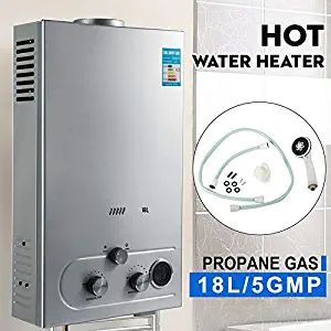 rft Tankless Water Heater 18L 5GPM Lpg Instant Hot Water Boiler with Shower Head/Water Valve/Pipe for Home