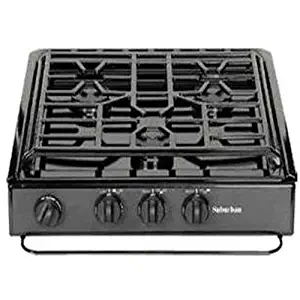 Suburban 3233A 3 Burner Slide-in Cooktop with Sealed Burner - Porcelain SS w/Piezo Ignition