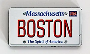 Boston Massachusetts License Plate Wood Fridge Magnet 3" x 1.5"