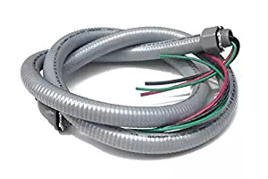 Sealproof Power Whip Assembly, 3/4-Inch x 6 Ft Nonmetallic Liquid Tight Flexible Electrical Conduit and 8 Gauge Wire Single Phase Preassembled A/C Hook-up Whip Kit, 3/4" Dia